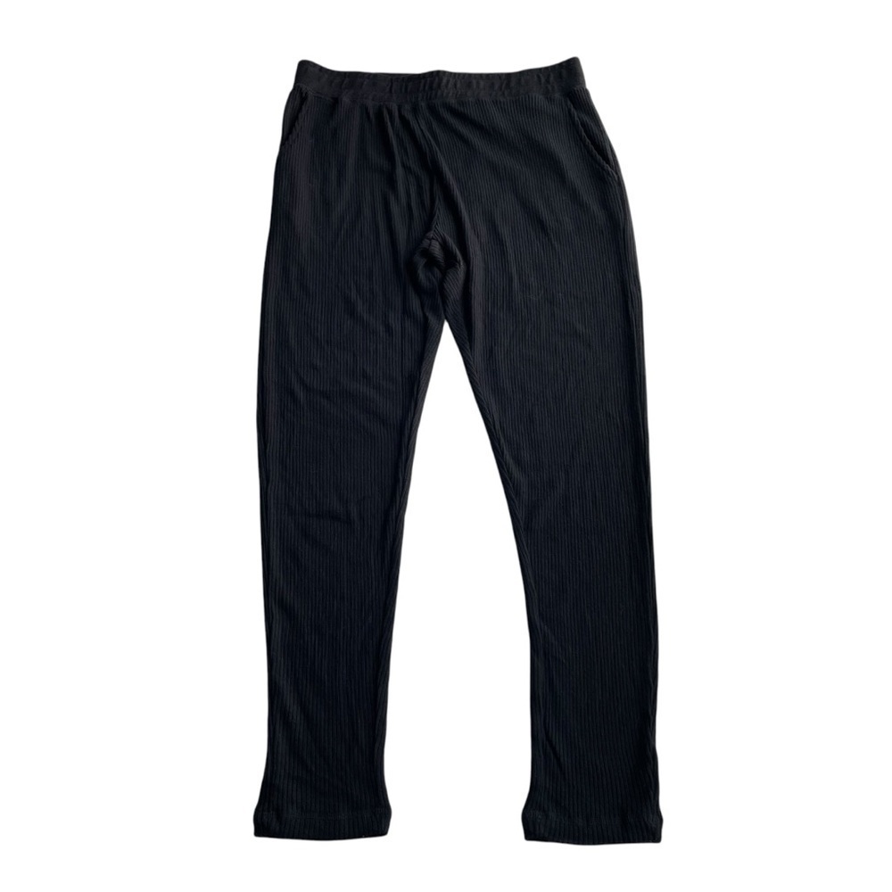 MONO B Ribbed Jogger Legging Black Size Large NWT Pockets Cozy Loungewear